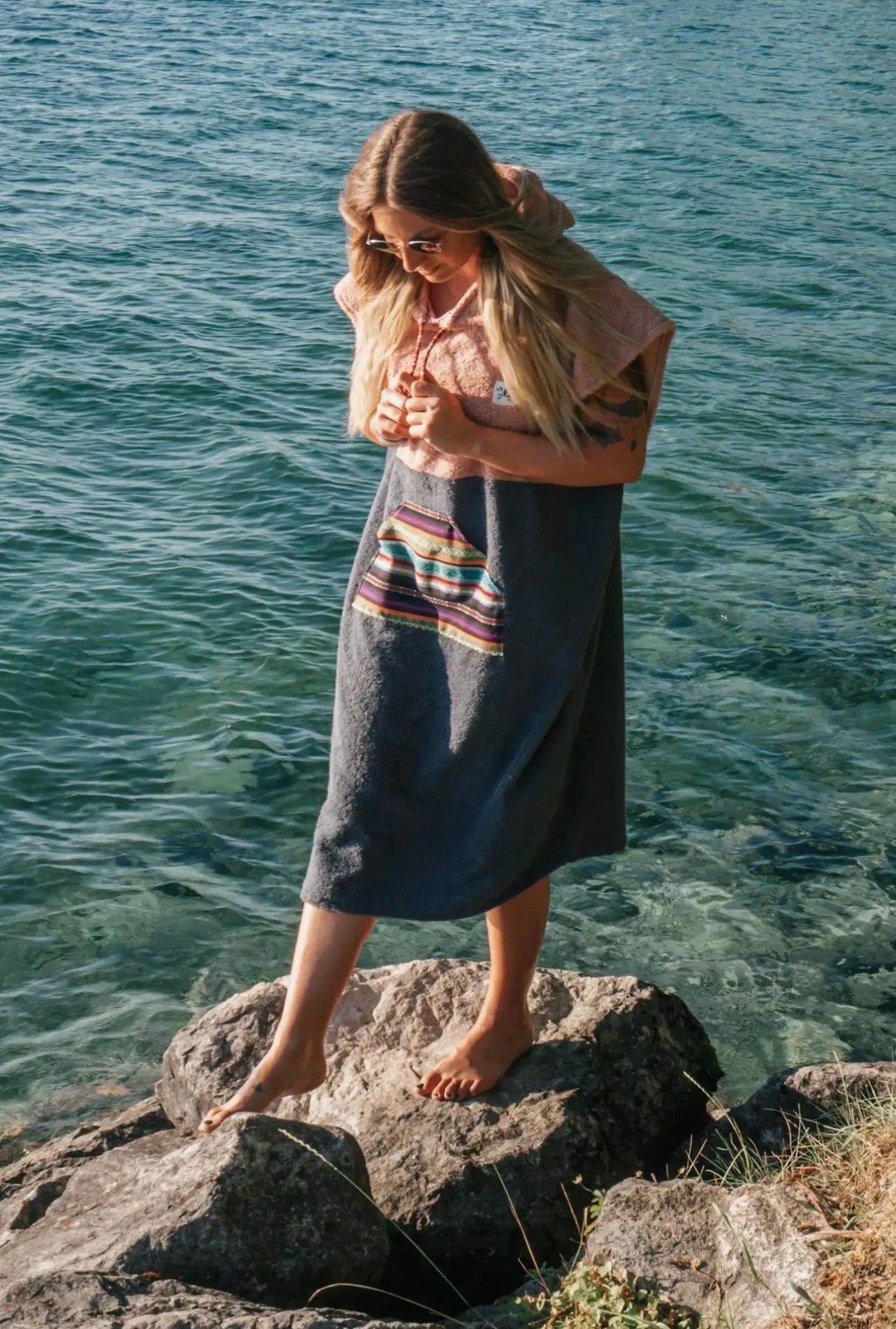 Zeachild, Sunset Bloom Surf Poncho Organic Terry Cloth - Limited Edition